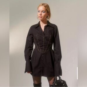 Urban Outfitters Black torus corset shirt dress